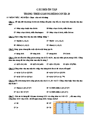 Câu hỏi ôn tập trong thời gian nghỉ do Covid-19 môn Tin học Lớp 8